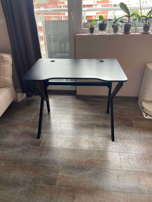 Гейминг бюро с K-образни крака vidaXL, черно, 90x60x75 см