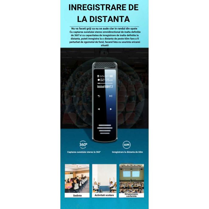Reportofon prof.32GB,extensie la 256GB,pentru prelegeri,discursuri,etc
