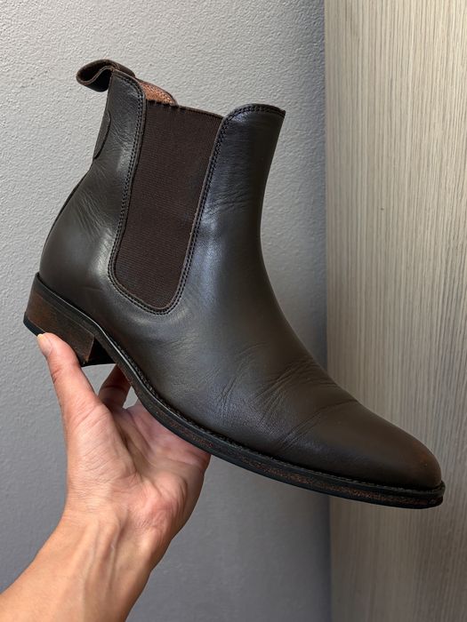 Aigle, premium, vintage, botine chelsea, maro închis