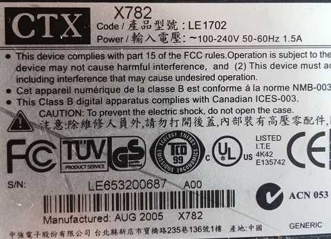 монитор CTX X782 LE1702