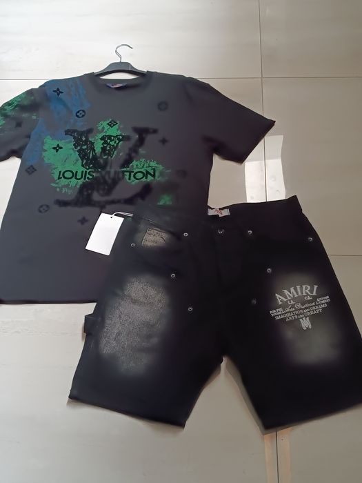 Compleu bărbați tricou și pantaloni scurți de blugi