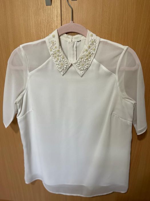 Bluza tip cămașă cu guler cu aplicații