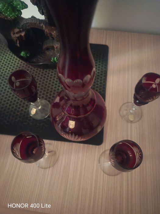 Set pahare și carafa rubin