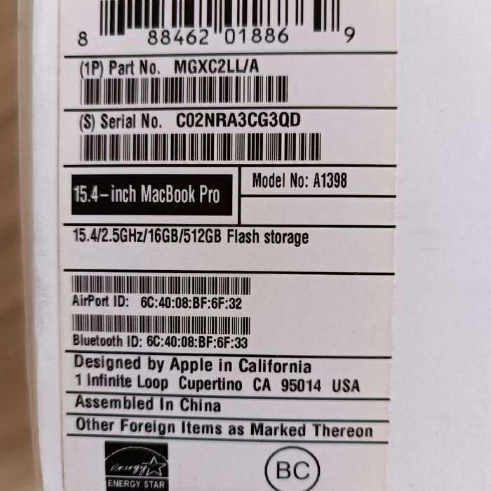 Продам MACBOOK PRO 15 А 1398