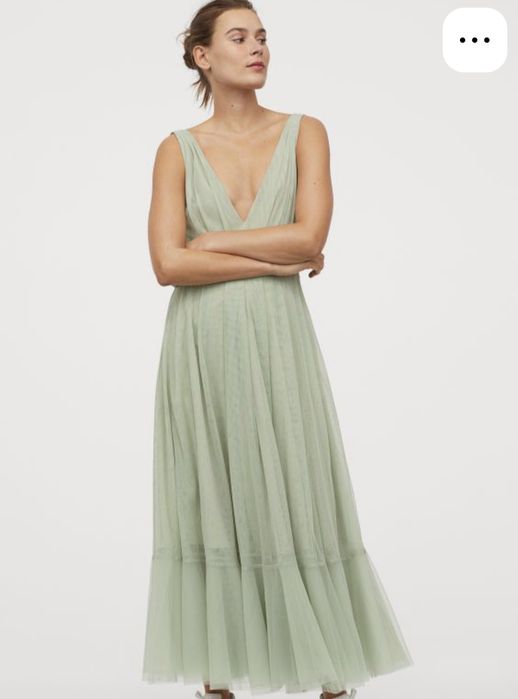 Rochie tull maxi H&M verde menta M