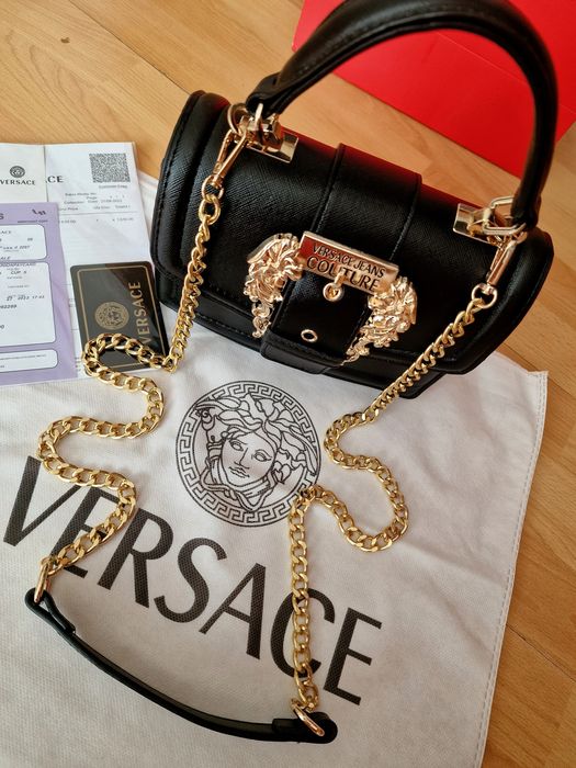 Geanta Versace, super model import Italia, logo metalic, curea detasabila, saculet, etichetă