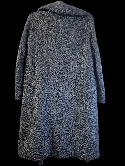 MOLDA Haina Dama/ Palton Gros Lung din Blana Naturala Astrahan NEGRU