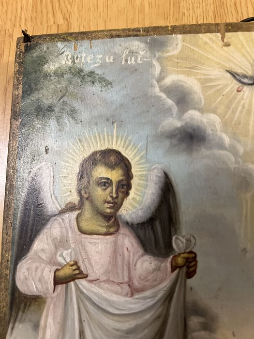 Icoana veche pe lemn “Botezul Domnului” datata 1896, piesa de colectie