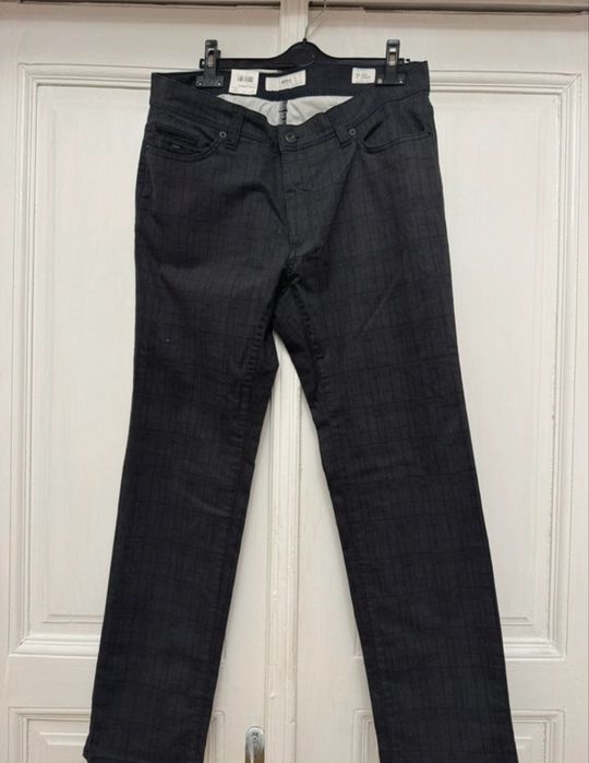 Pantaloni eleganti denim, Brax, marimea 34/30, negru cu carouri.