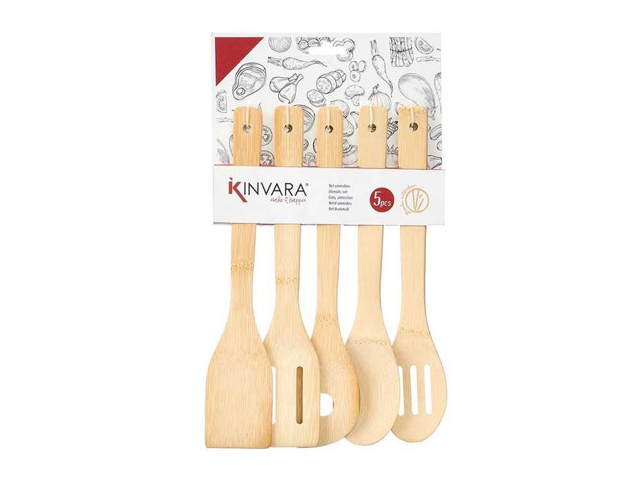 Комплект бамбукови кухненски прибори 5 част