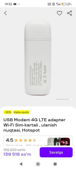 Usb modem va simsiz sichqoncha