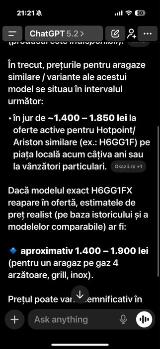 Vand Aragaz Hotpoint Ariston pe gaz