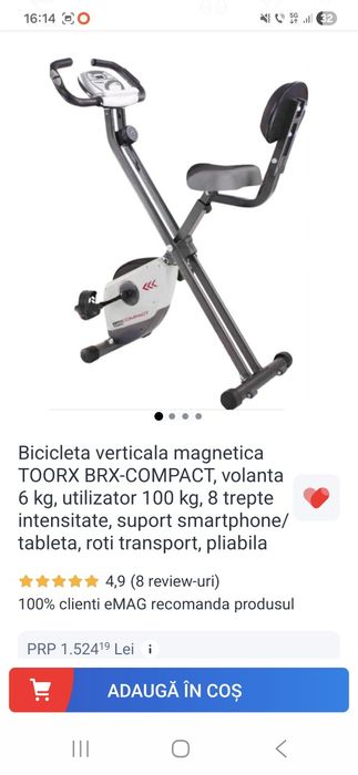 Bicicleta verticala magnetica TOORX BRX-COMPACT