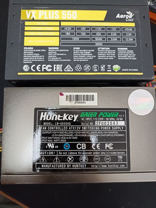 AeroCool / Huntkey — блоки питания ATX 350–800 Вт