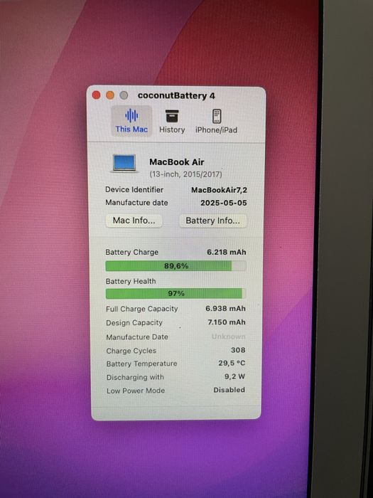 • Macbook Air  •  BATERIE 97% •