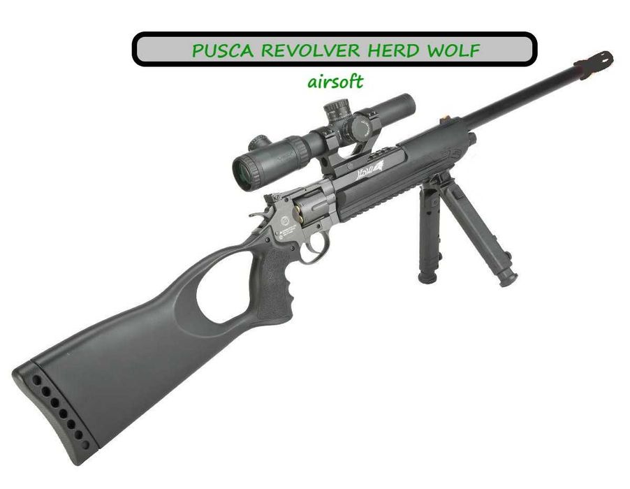 Pusca airsoft HERD WOLF -revolver 4J airsoft- 6 cartuse fara luneta
