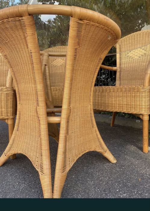 Set de gradina masa + scaune din ratan