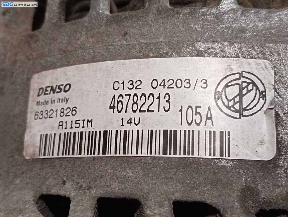 Alternator DENSO 105A Fiat Stilo 1.9 JTD 2001 - 2007 Cod 46782213 [M5740]