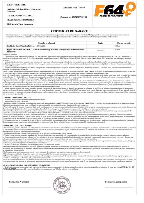 Sigma 100-400mm Mirrorless f5-6.3 OS DG Contemporary Montura SonyFE