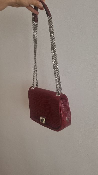 Чанта, естествена кожа, датска марка Leowulff, цвят бордо