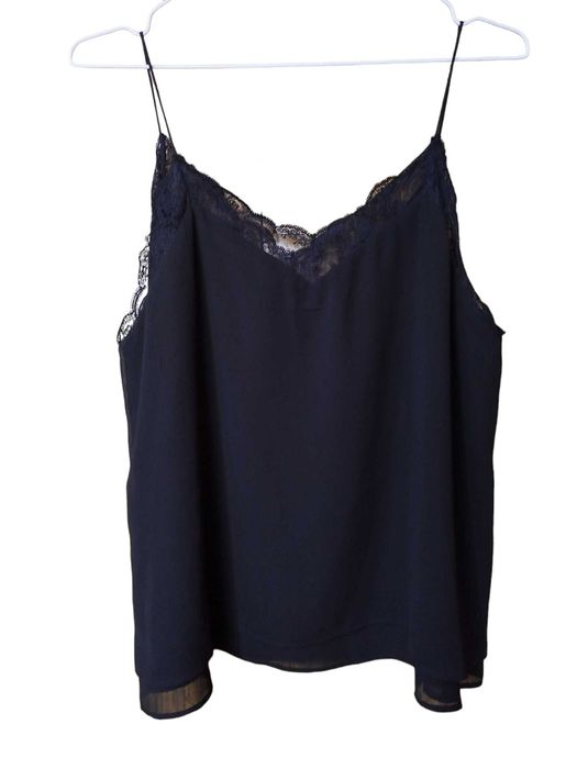 Фин потник с дантела по края Zara, 100% полиестер, Черен, XL