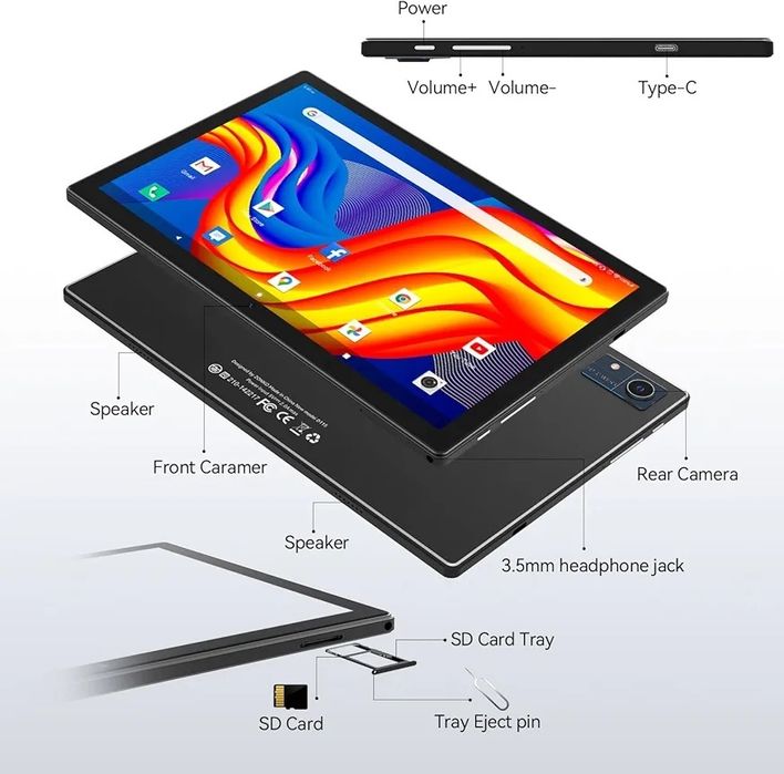 Таблет с Android с клавиатура, 16(8+8) GB RAM 128GB ROM 1TB 10-инча 5G