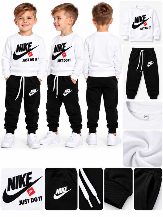 Детски комплект с щампа Just Do It Nike, блуза и долнище с лека вата, 1-6 години