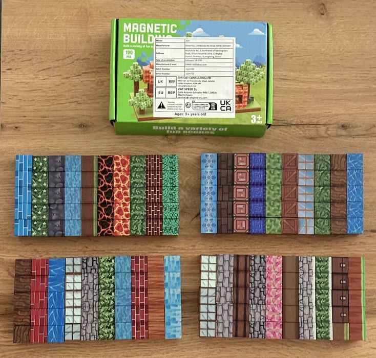 Комплект магнитни кубчета Майнкрафт Minecraft 100 броя с кутия