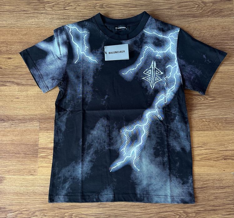 Мъжка,памучна,черна тениска Balenciaga със сиво