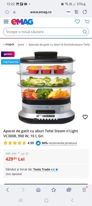 Tefal Steam N'Light - Aparat gatit la abur