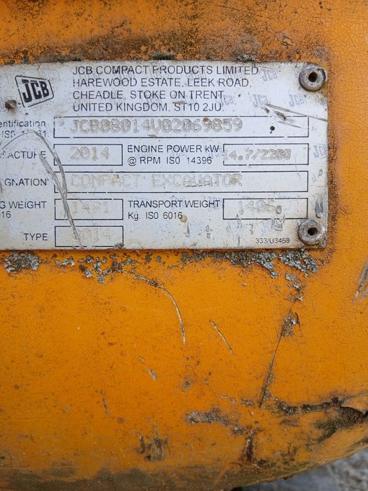 Vand miniexcavator JCB 8014