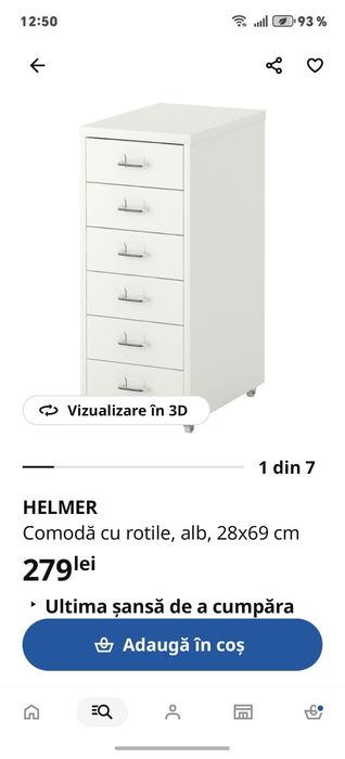 Comoda metalică cu sertare Helmer Ikea