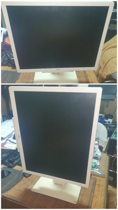 Monitor LED Fujitsu Siemens de 19 inch cu boxe incorporate si port VGA DVI, audio jack in out, display ecran cu leduri rotativ la 90 grade mod portret
