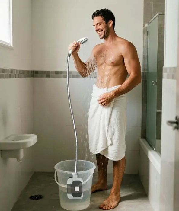 Външен/къмпинг/,вътрешен душ с помпа ,литиева батерия и фенер/лампа/