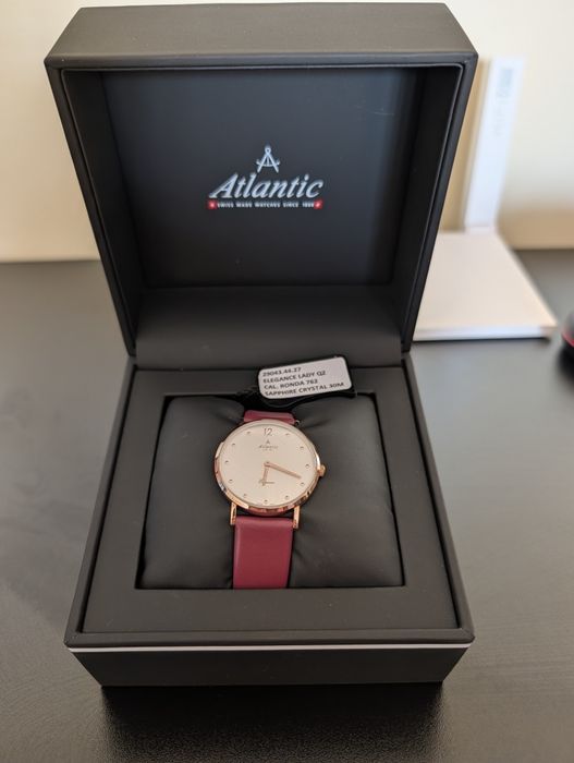 Ceas Damă Nou Atlantic Elegance (rose gold, safir, quartz, Swiss Made)
