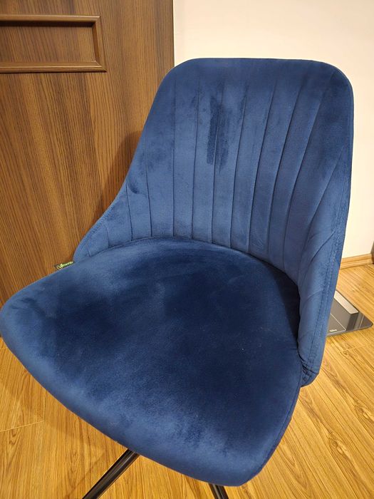 Scaun de birou din Catifea albastra cu Bază Neagră