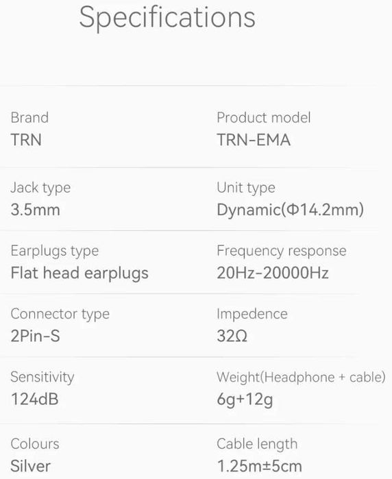 Новые запечатанные проводные наушники TRN EMA 14,2мм цвет:Silver HI-FI