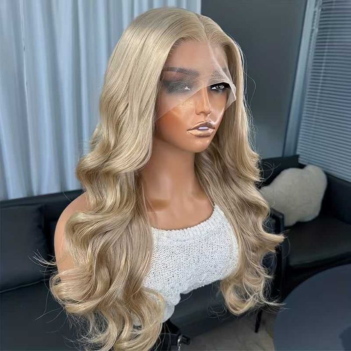 Пепеляво руса Ash Blonde перука с лейс фронт 13×4 - меки вълни