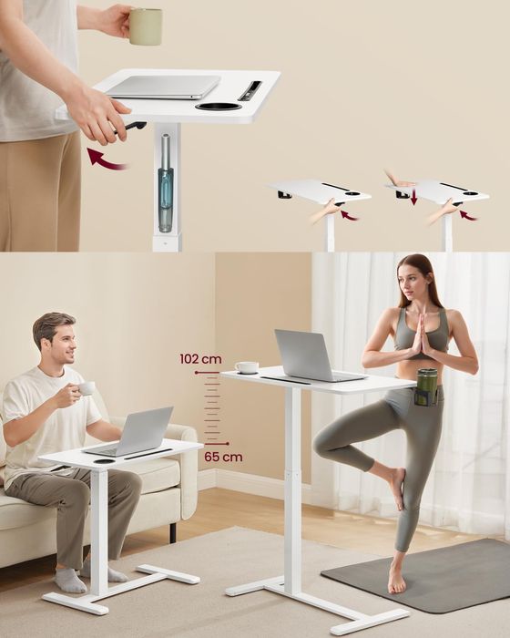 Бюро с регулируема височина подходящо за легло с колелца VASAGLE