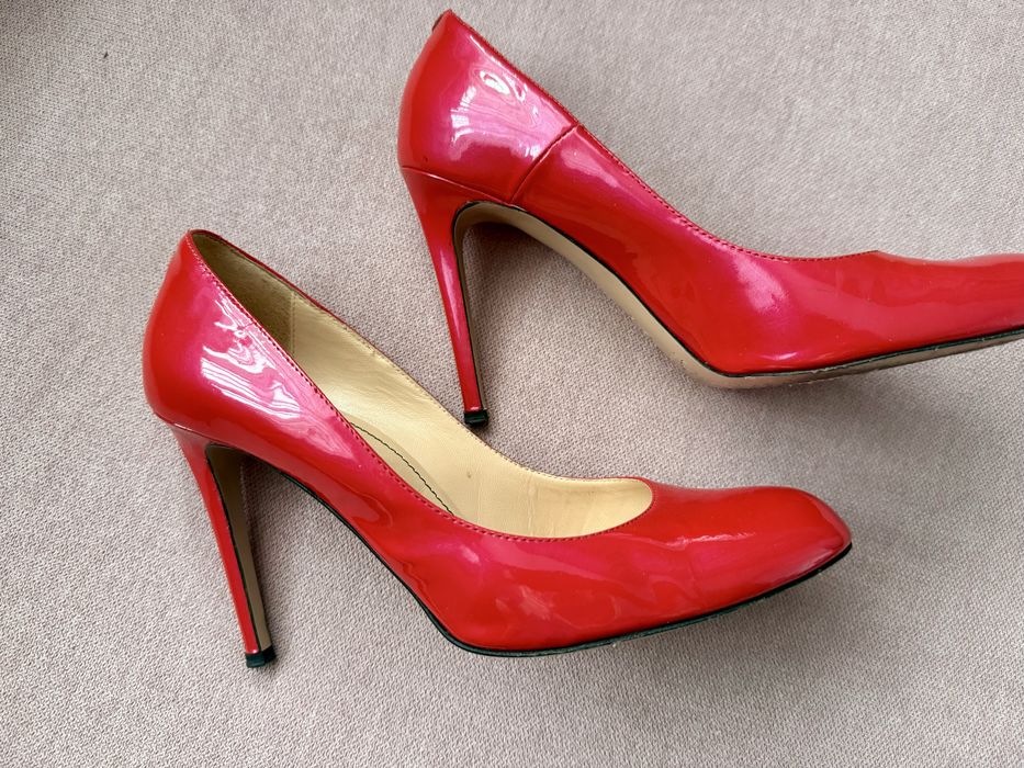 Pantofi Stiletto Rosii din Piele Naturala Lacuita Musette 38