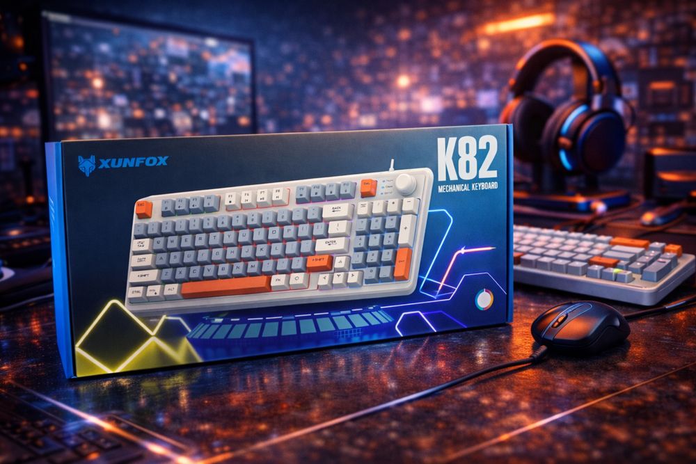 Клавиатура игровая мембранная бесшумная клавиатура Xunfox k82