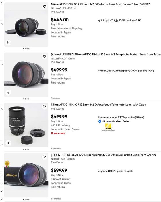 Nikon 135mm f/2 - 1:2D AF DC