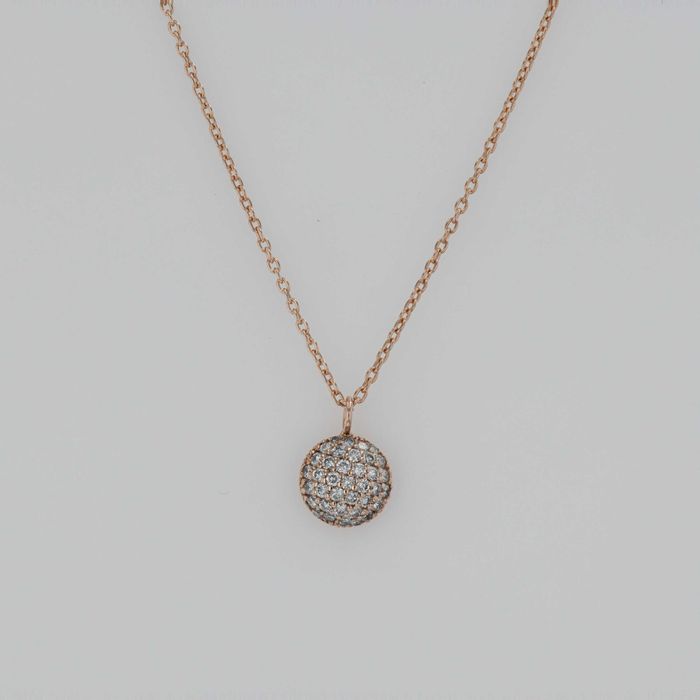 Lant cu pandantiv din aur roz 18k cu diamante cod 9948