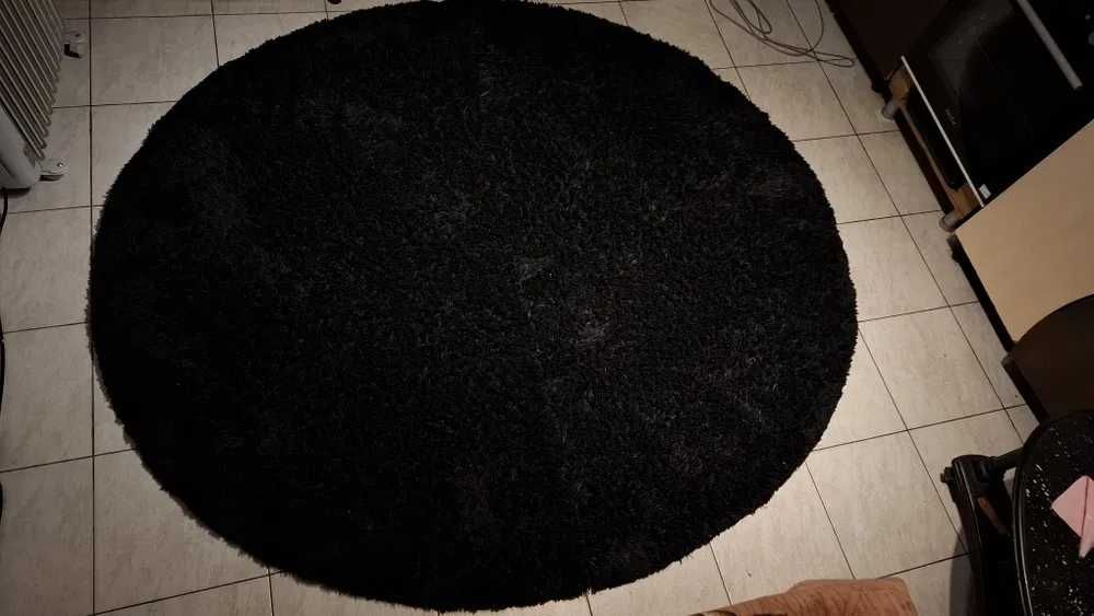 Covor mare negru pufos ieftin