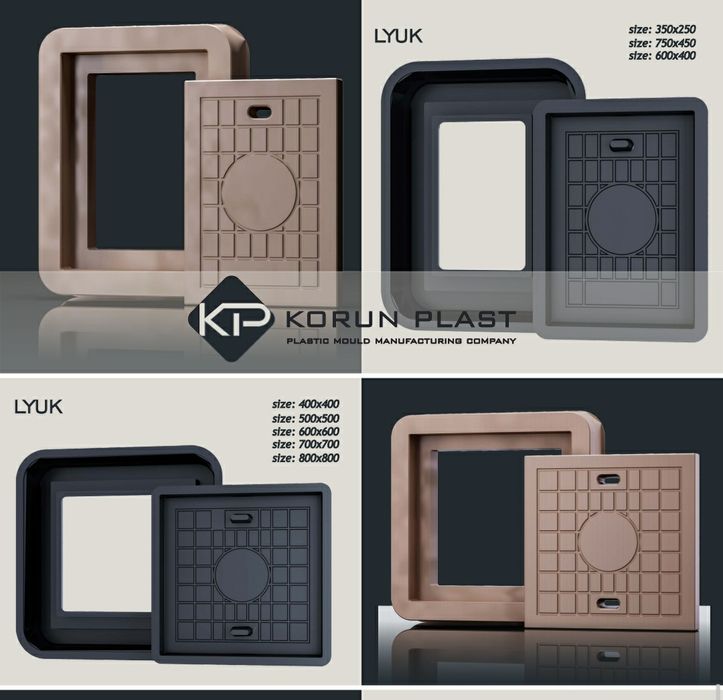 Люк, колодец, бордюр и лоток