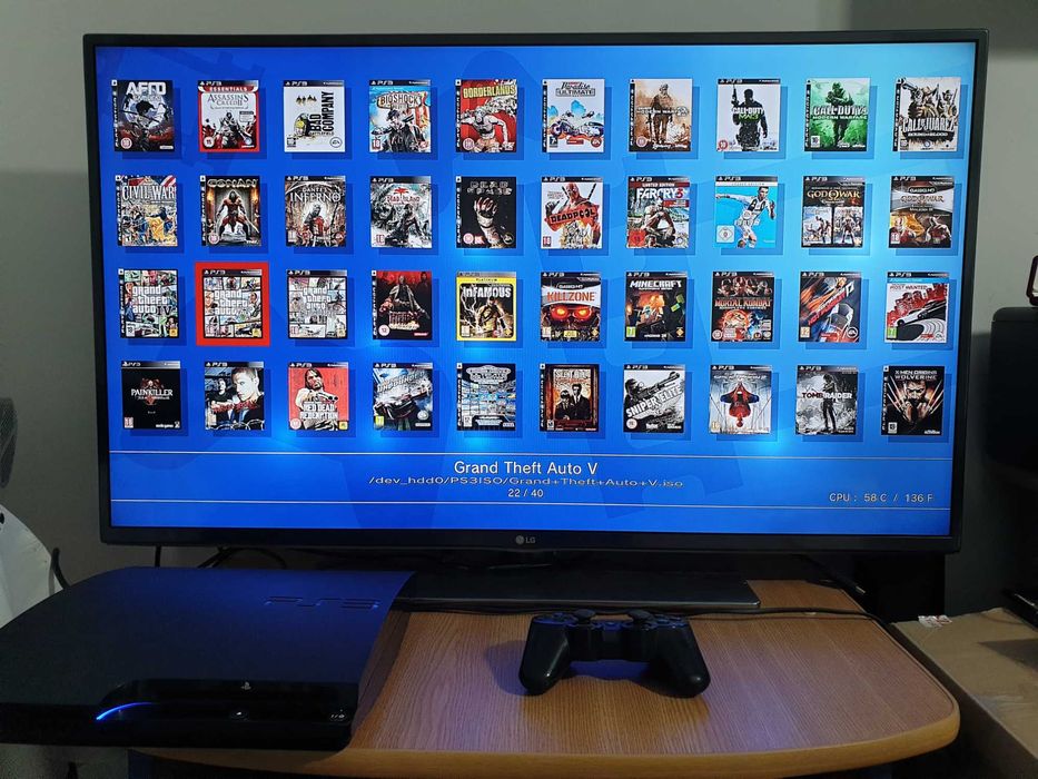 PS3 modat CFW 320 GB + 40 jocuri (GTA V, Red Dead, God of War, NFS)