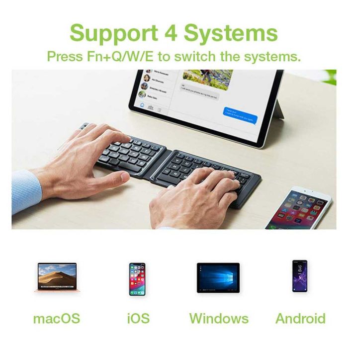 Сгъваема Безжична клавиатура  Techly, Bluetooth, черна