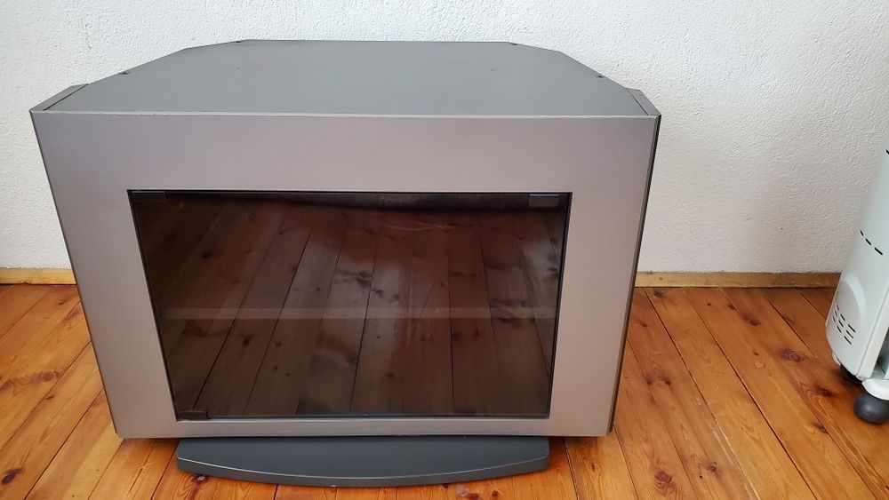 Телевизионен шкаф сив МДФ