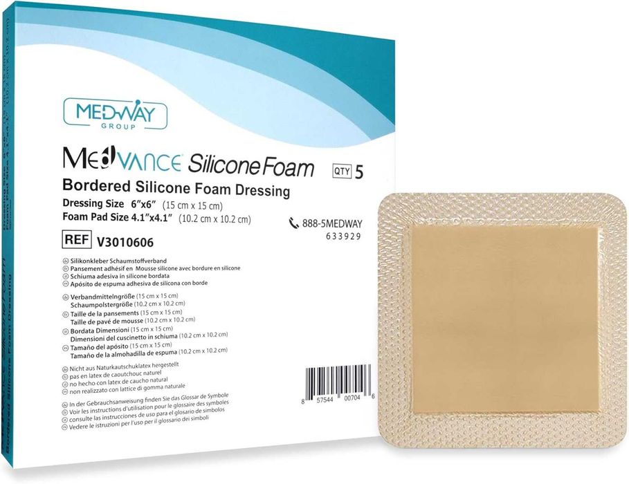 Pansament din spuma cu adeziv siliconic, 15x15 cm, MedVance