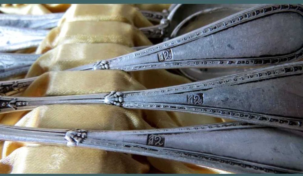 Set lingurite argint masiv romanesti